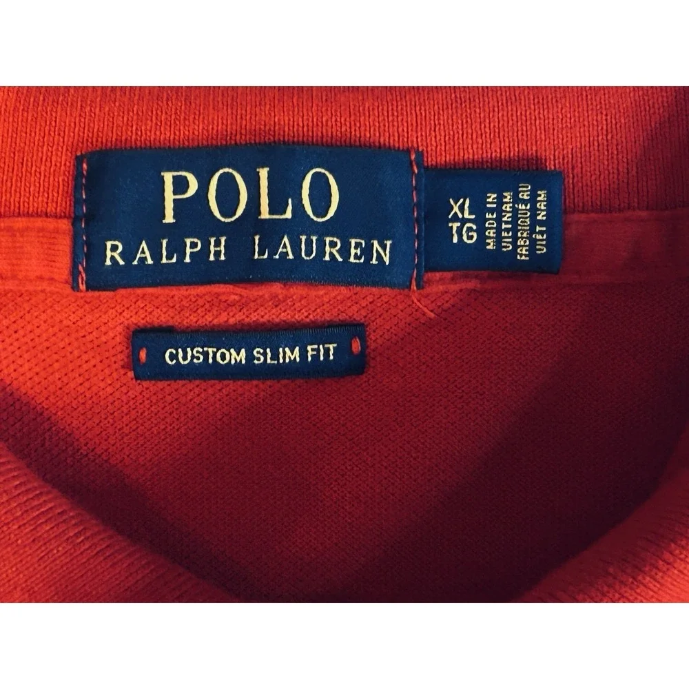 Polo Ralph Lauren Shirt Men's XL - Red Short Sleeves Black Pony Custom Slim Fit
